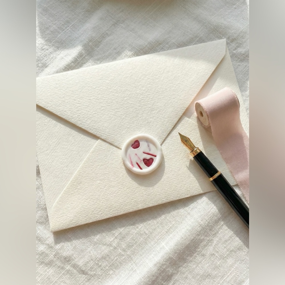 Royal Icing Sprinkle Wax Seals Peel & Stick Faux Icing Valentine Wedding Invite - Picture 3 of 16